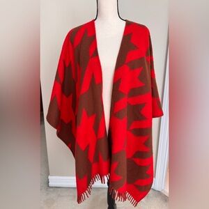 Neiman Marcus 100% Wool Star Poncho Shawl